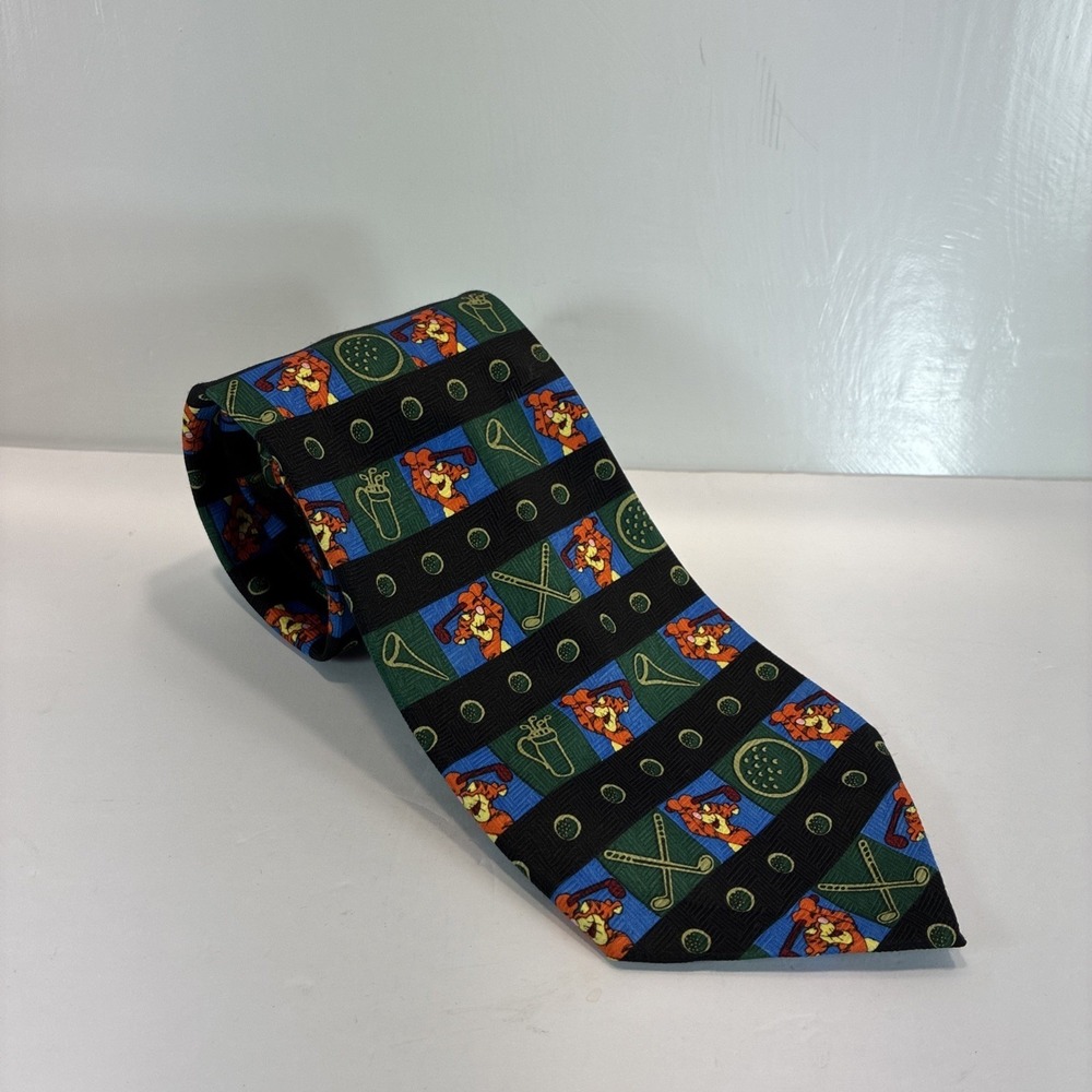 Tigger Playing Golf Classic NeckTie Multi Color Disney Pooh  Novelty 4x58 Inch